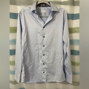 Eton Signature Twill Shirt w Floral Collar&Cuff Slim Fit 39* 15 1/2 L-Blue (N70)